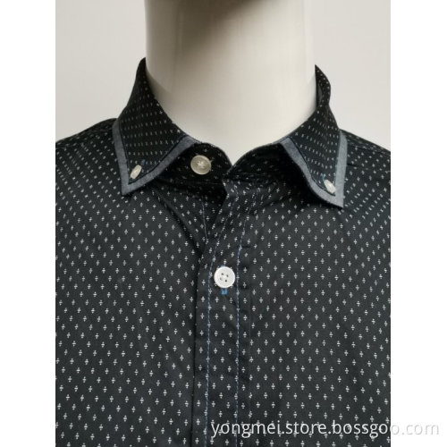 Men's cotton poplin print ls shirt